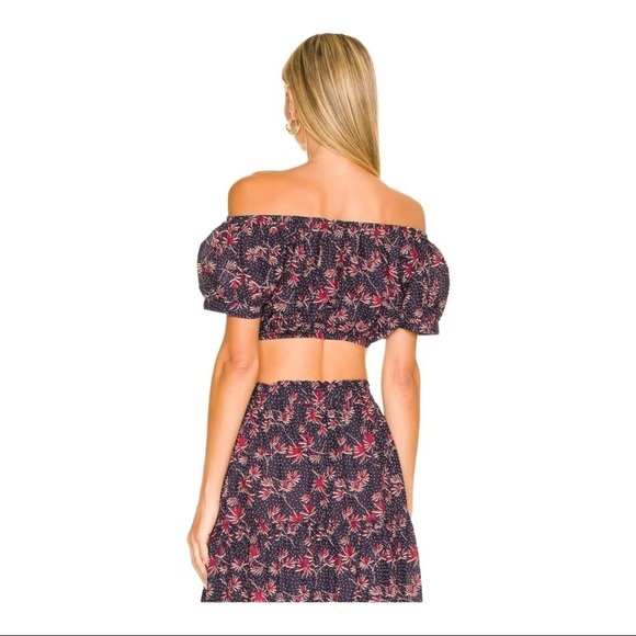 NEW Eberjey Harper Crop Top in Peacoat and Brick Elastic On or Off Shoulder - Picture 3 of 9